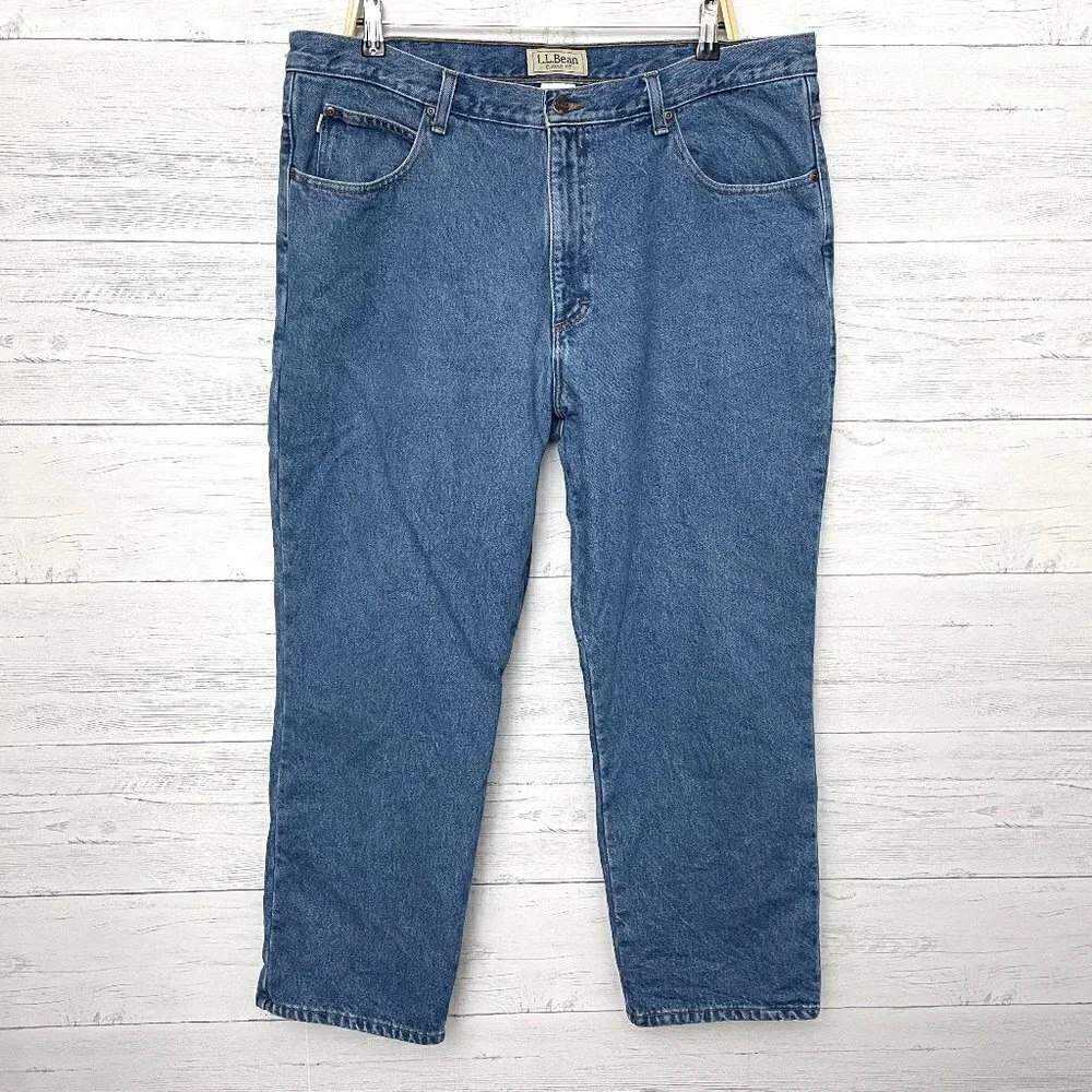 L.L. Bean Men's Flannel Lined Jeans Classic Fit Straight Leg size 40 x 29
